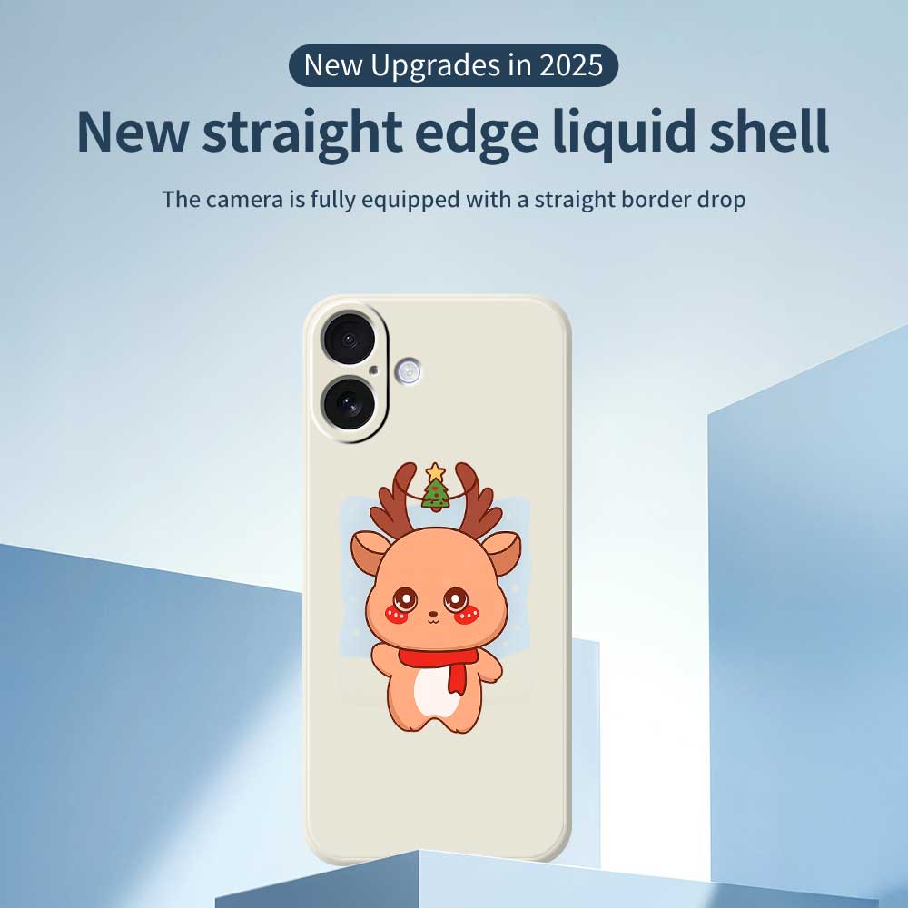 For iPhone 17 Case Cartoon Deer Pattern Printing Straight Edge TPU Phone Back Cover