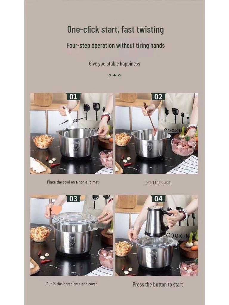 Upgraded Electric Meat Grinder & Food Processor: Dough Mixer, Blender, Dumpling & Chili Filling Machine - Free Shipping