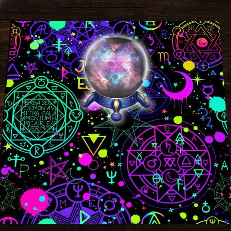 Astrology Tarots Table Altar Cloth Metaphysical Board Game Mat Pendulum Divinations Altar Tablecloth Board Game Card Pad