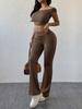 Women Y2K Solid Color Crop Top Long Pants Set Slim Sexy Casual Sportswear Summer