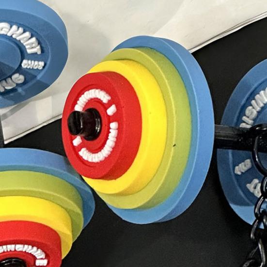 Keychain Pendant Lightweight Durable Soft Rubber Metal Dumbbell Design Detachable Fitness Bag Charm Key Holder Sporty Gift Accessory