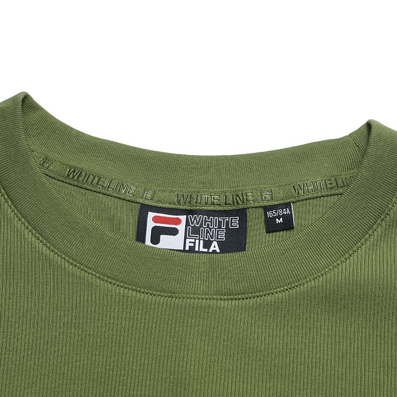 Fila Original Simple Classic Retro Casual Versatile Comfortable Split Hem Solid Color Knitted Short Sleeve Dress Women Dresses F51W629312FGN