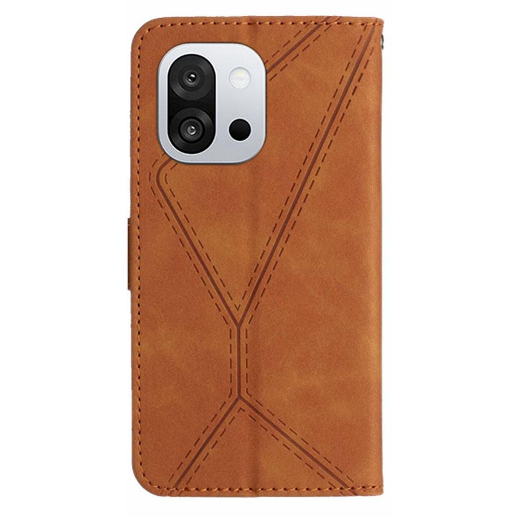 For OnePlus 13T 5G Case Skin Touch Lines Imprinted PU Leather Flip Phone Cover