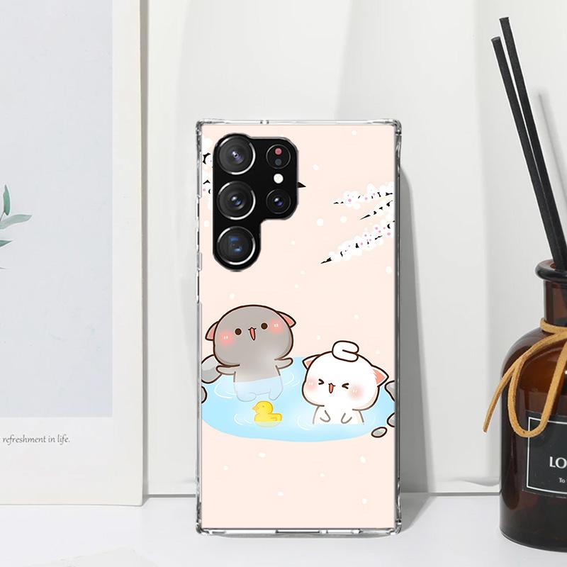 Cute Peach Goma Cat Phone Case For Samsung Galaxy S26 S25 Edge S24 FE S23 S22 Ultra S21 Plus S20 + Art Fundas Back Cover Galaxy