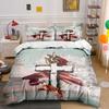 Floral Cross with Vintage Print Bedding Duvet Cover Set Duvet Cover Pillowcases (1*Duvet Cover 2*Pillowcases, Without Duvet Insert)
