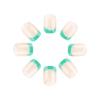 24 Pcs Green French Tip False Nail Flowers Press On Nail Solid Color Stick on Nail Manicures Supplies for Woman