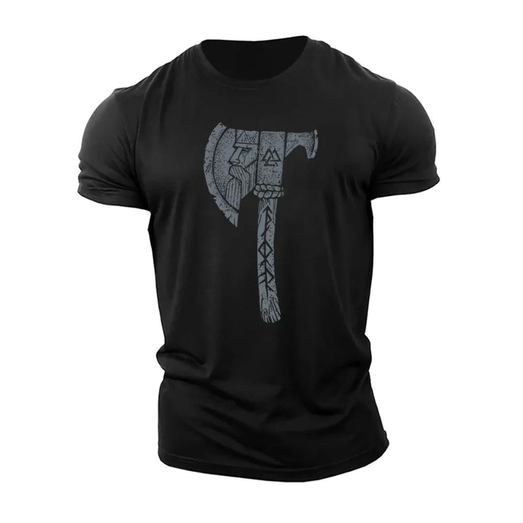 Viking Odin Axe Graphic Printing Summer Luxury Brand Cotton Men's and Women's T-Shirts Short Sleeves Street Fashion Trend