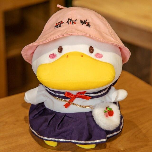 1pc 33cm Kawaii Duck With Clothes Plush Toys Multiple Styles Cute Dressing Duck Pillow Stuffed Dolls For Kids Girl Xmas Gift