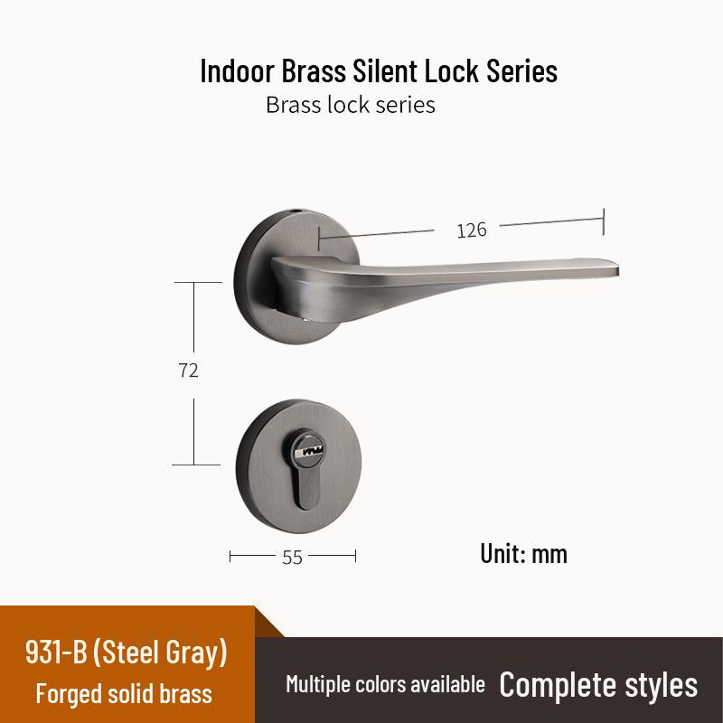 Brass Indoor Magnetic Silent Door Handle for Bedroom & Bathroom