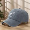 Fishhook Creative Design Pattern Printed Baseball Cap Fishing Hat Washed Retro Peaked Cap Sweat-absorbent and Breathable Hat