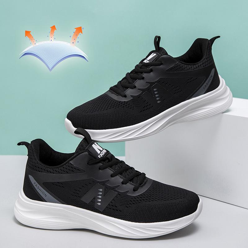 

Men s shoes mesh breathable couple shoes sports shoes versatile casual shoes ultra-light soft-soled shock-absorbing running shoes 44 чорний