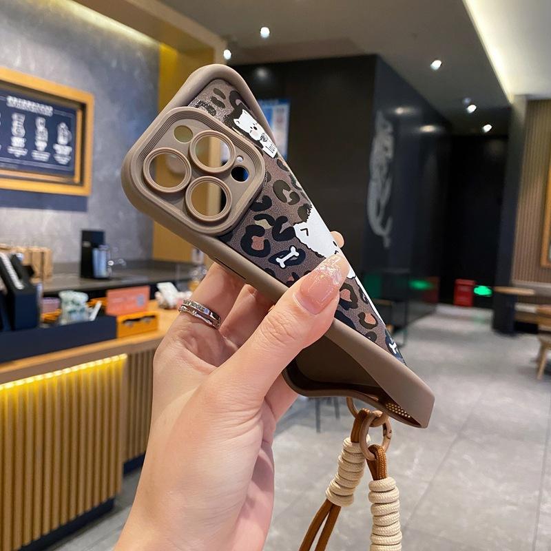 Japan and South Korea Cartoon Style Suitable for OPPO Reno14F Mobile Phone Case Personalized Leopard Print Puppy A3X Autumn and Winter New Anti-drop