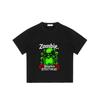 Zombie Streetwear Black T-Shirt With Green Skull And Rose Graphic For Casual Wear