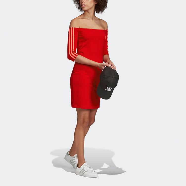 adidas Oryginalne Sukienka na ramię Sukienki damskie Czerwony ED7522