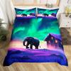 Kawaii Elephant Bedding Set Twin King Dreamy Cartoon Animal Elephant Duvet Cover For Boys Girls Rustic Farmstyle Comforter Cover