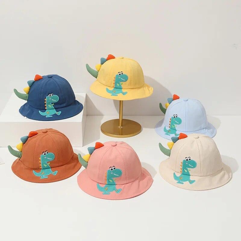 Cartoon Dinosaur Baby Fisherman Caps Spring Summer Kids Outdoor Sun Hats For Boy Girl Casual Cute Kids Bucket Hats