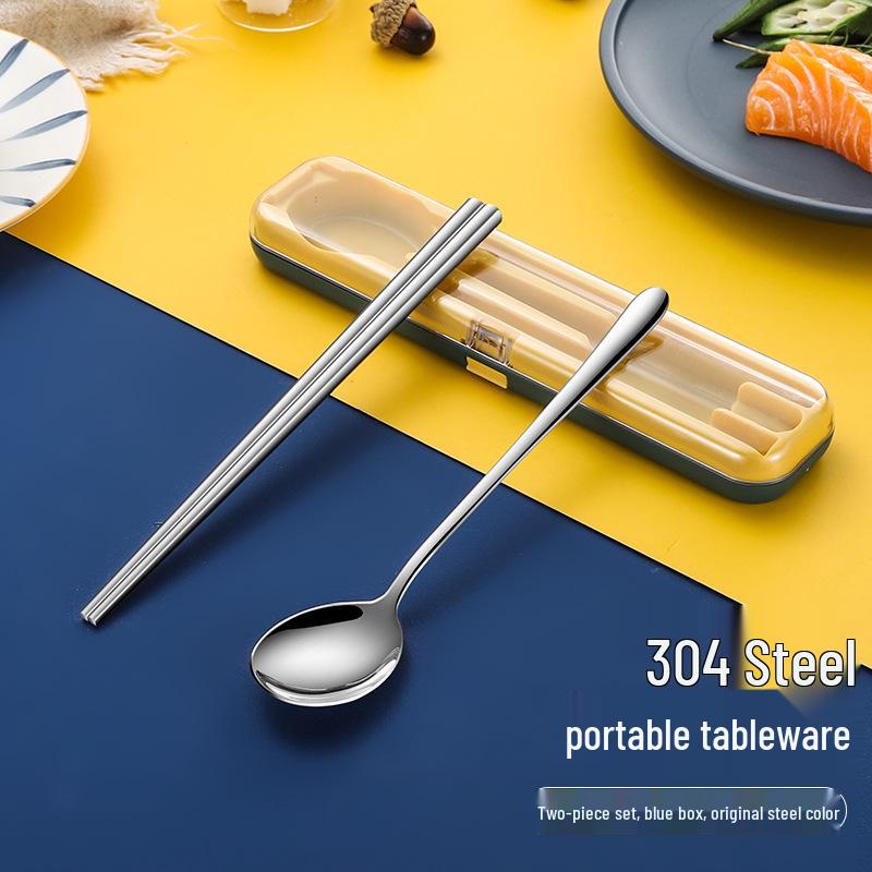 In-Stock Stainless Steel Portable Cutlery Set: Travel Flip-Top Case with Fork, Spoon, and Chopsticks