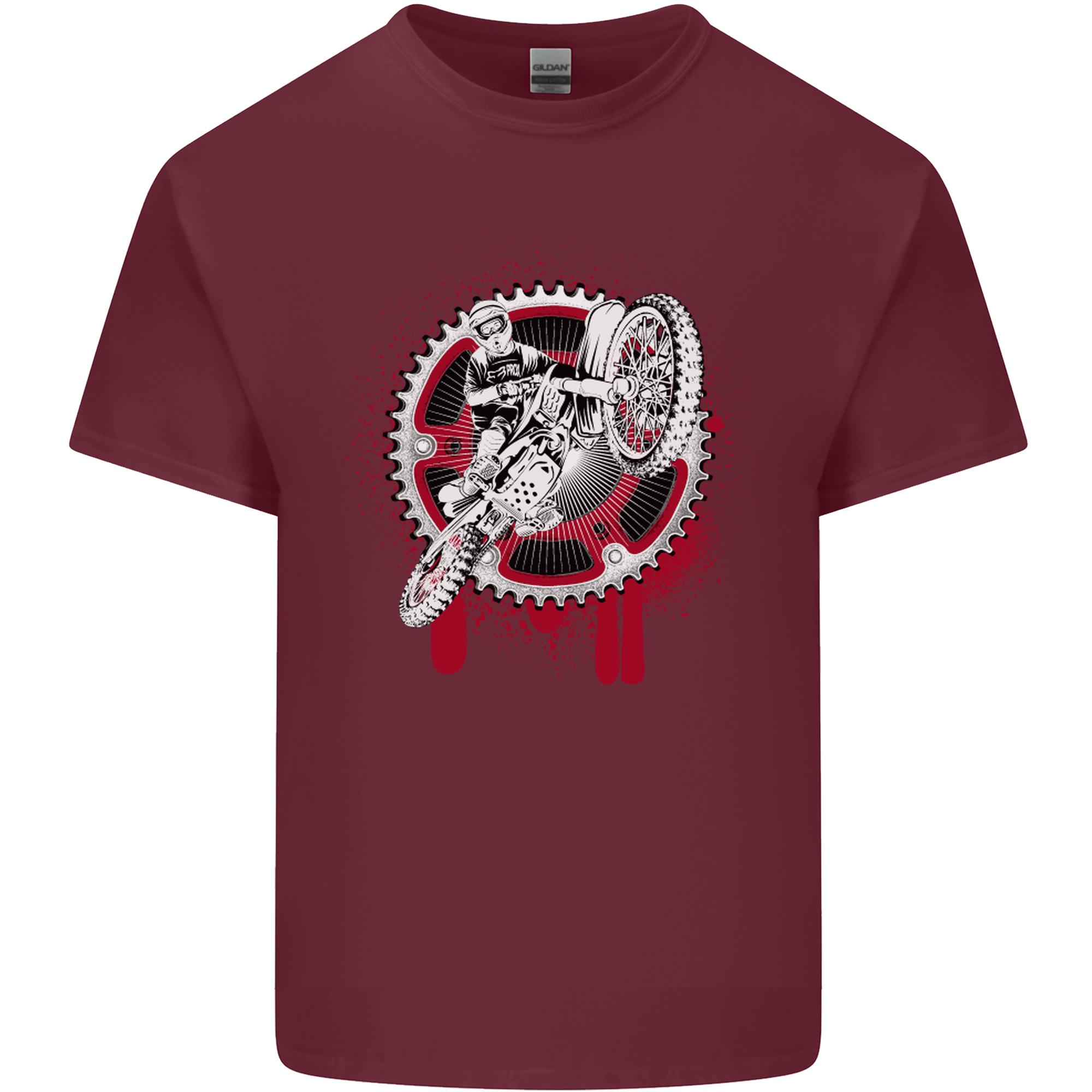 Motocross Bike on a Background of Gears Unisexs Light Cotton TShirt S