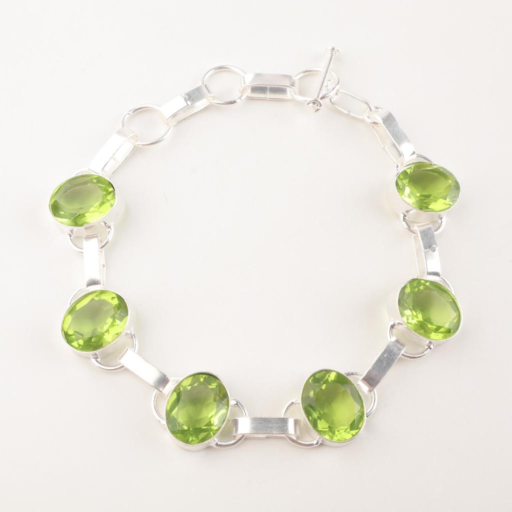 Peridot Edelstein 925 Sterlingsilber Schmuck Armband 9" Für Jubiläumsgeschenk RB-6-8