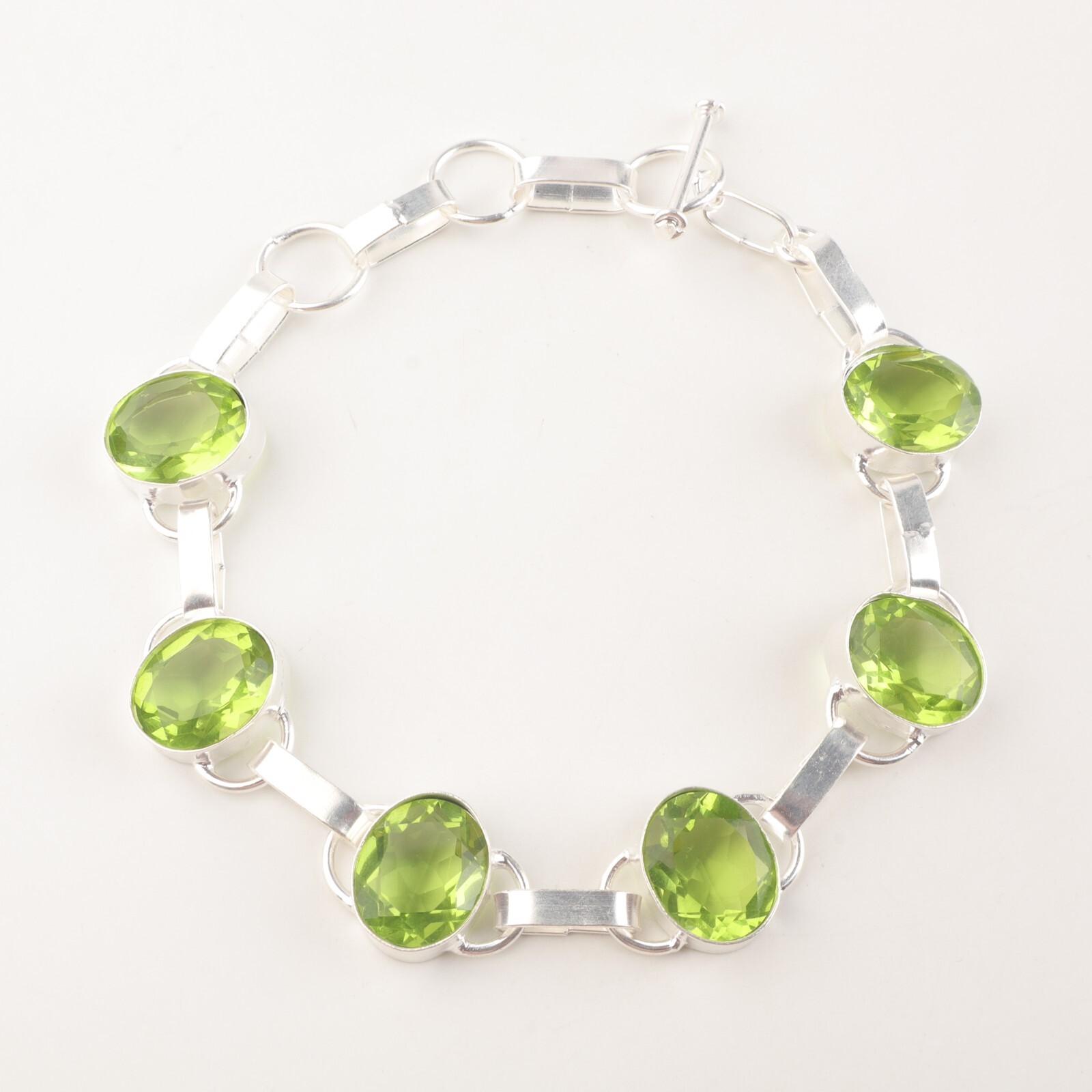 

Peridot Gemstone 925 Sterling Silver Jewelry Bracelet 9 For Anniversary Gift RB-6-8