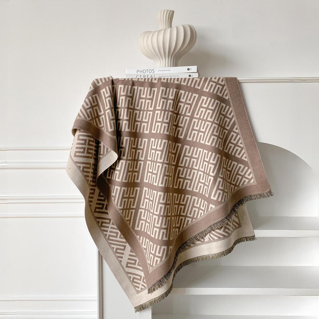Letter Pashmina Shawl Warm Cashmere Scarf for Women Luxury Winter Thick Blanket Bufanda Female Wrap Bandana Echarpe Poncho