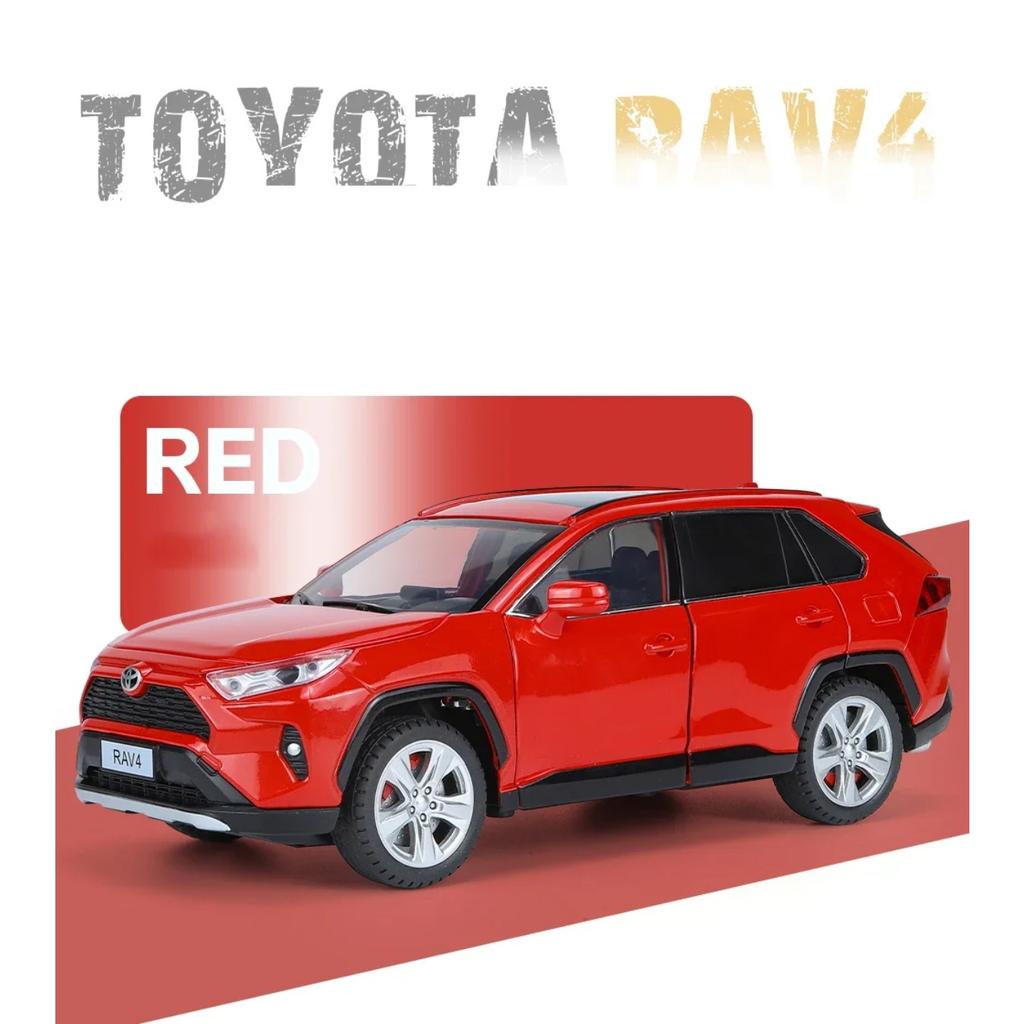 1/24 Scale Toyota RAV4 Off-Road SUV Model Car Metal Diecast Vehicle Simulation Collection Sound & Light Toy for Kids Boys Gift