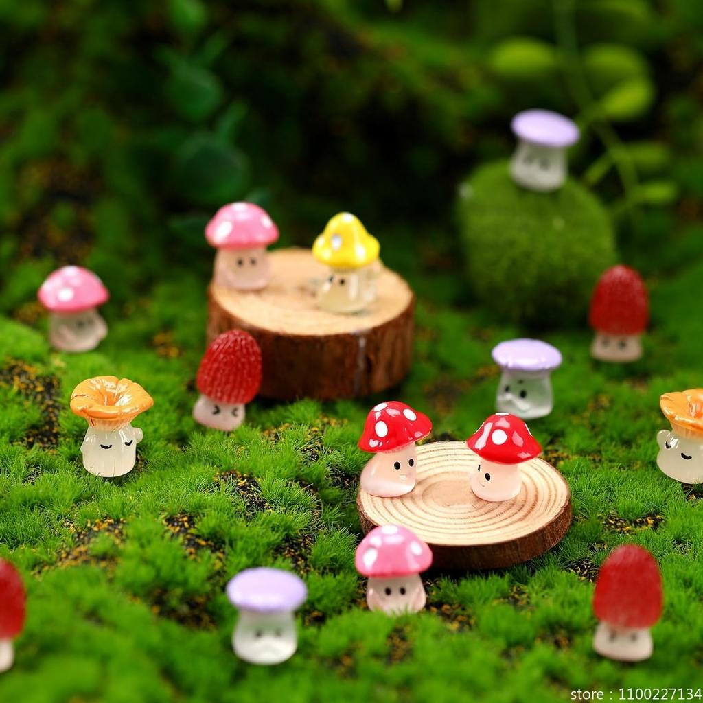 100/50 Stuks Miniatuur Paddenstoelen Gloeien 's Nacht Feeëntuin Decoratie Paddenstoel Hars Beeldjes Huis Decoratie Tafel Accessoires