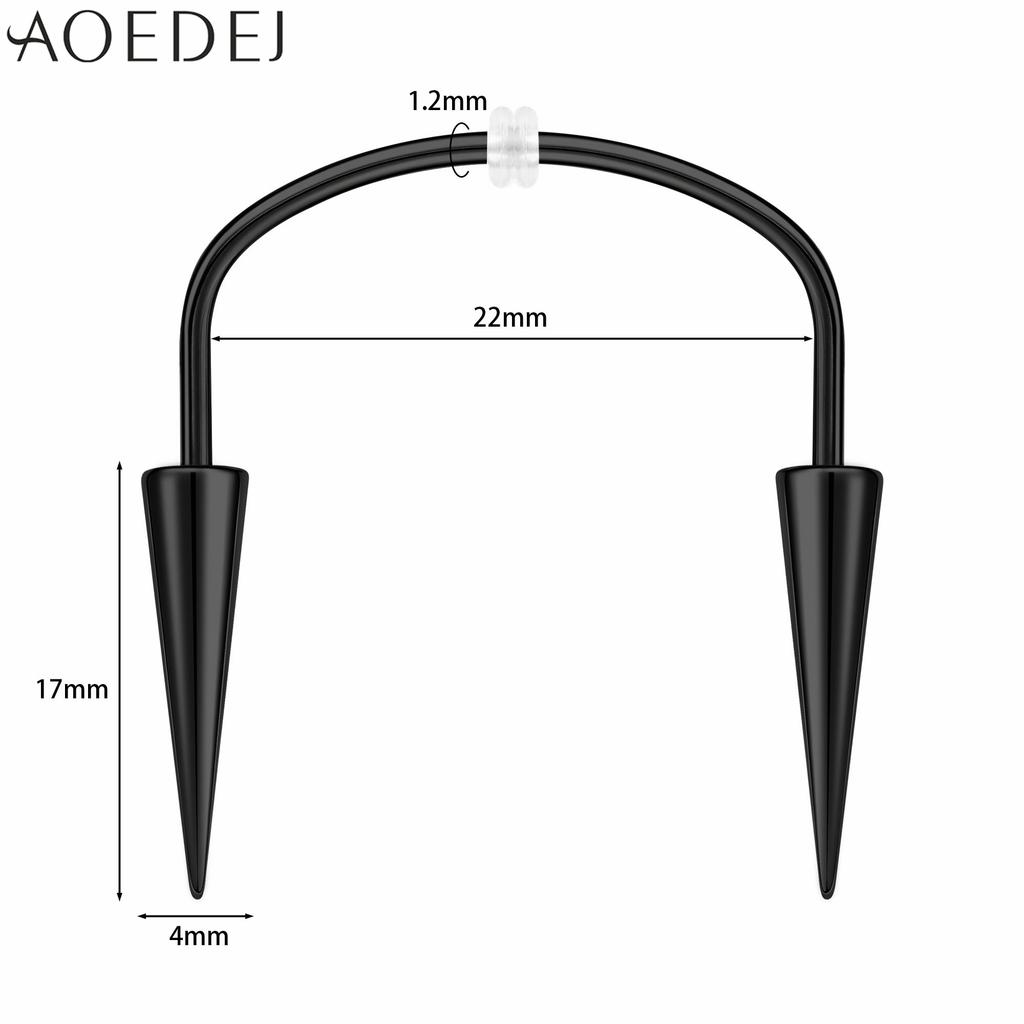 AOEDEJ 2 Stück/Los 16G Spike Edelstahl Lippenpiercing Lippenpiercing für Damen Herren Halloween Lippenpiercing Kegel 2 Farben Smiley Piercings Reißzahn 19/22MM
