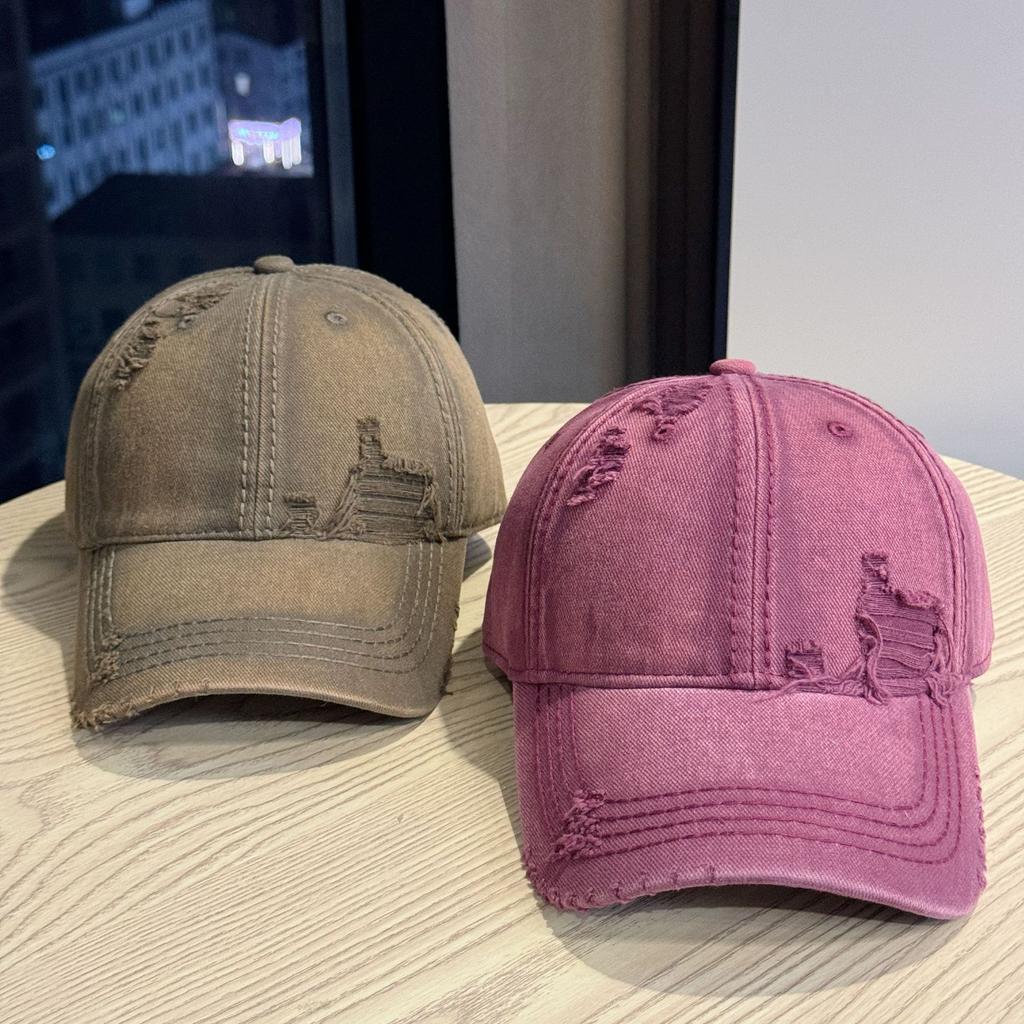 New Retro Niche Design Letter Embroidered Baseball Cap for Women with Large Head Circumference Rivets Wide Brim Face Showing Small Duck Cap for Men