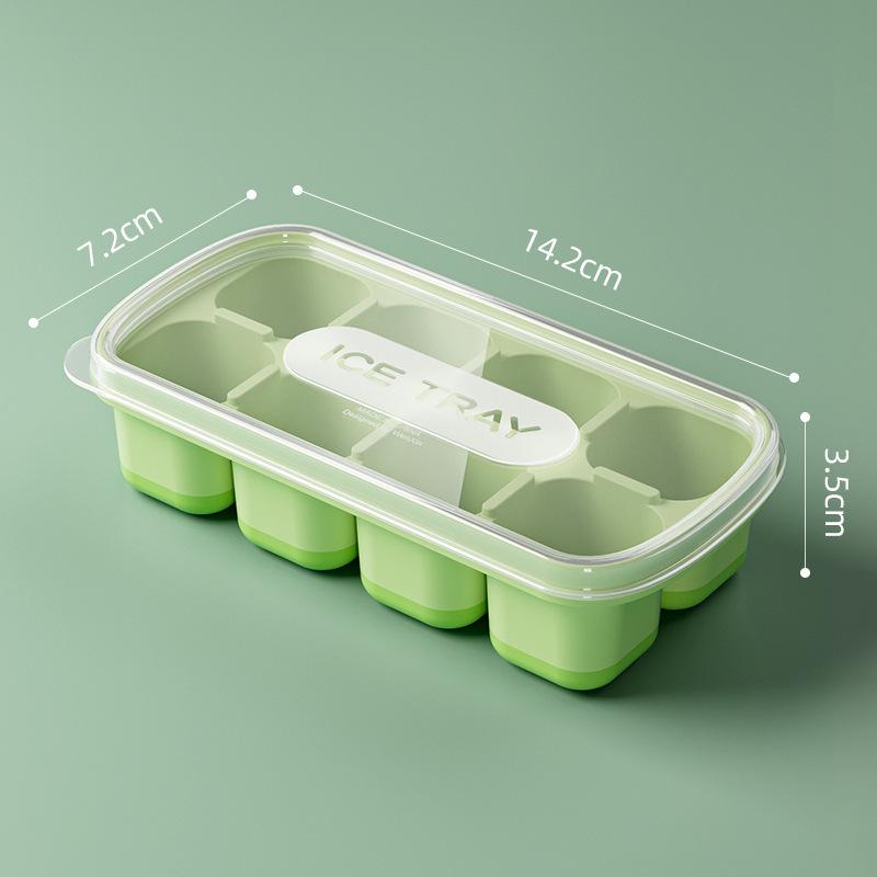 8-Cell Silicone Ice Cube Tray with Lid for Homemade Fruit Ice Cubes