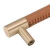 Cabinet Door Handle 224MM Hole Pitch Lther Brass Light Luxury Cupboard Bar Pull Handle for Home Wardrobe Drawer
