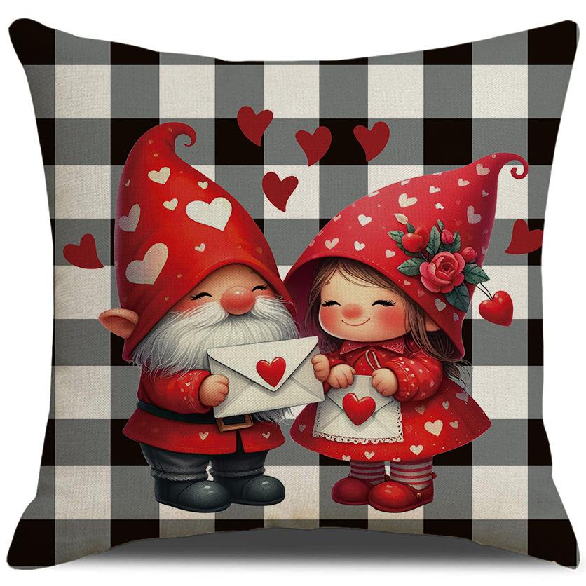 Valentine's Day Pillowcase New Black and White Plaid Love Villain Cushion Pillowcase Home Sofa Pillowcase