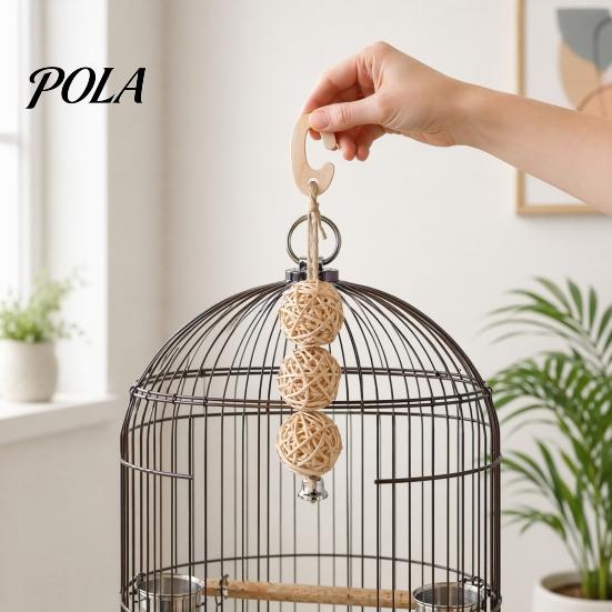 Bird Boredom Buster Rattan Balls Parrot Toy, Chew Toy with Metal Bell, Beak Trimming Parakeet Chewing Cage Accessory for Conure Cockatiel Budgies