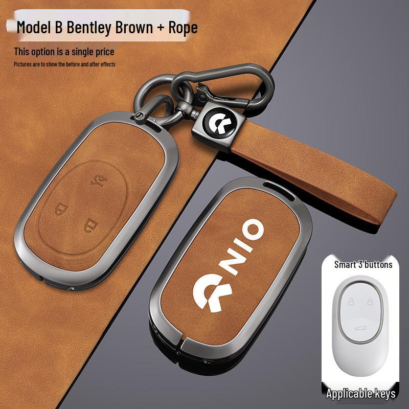 Genuine Leather Car Key Case for Nio ET5, ES6, ET5T, ET7, ES8, EC6, ES7, EC7 (2023 Model)