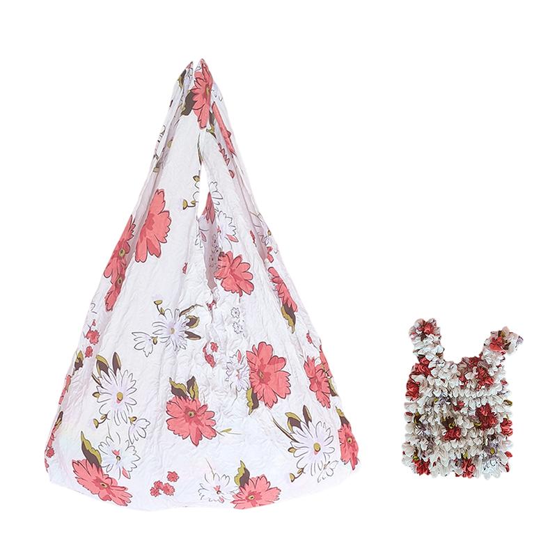 Flower Expansion Fold Pleated Flexible Stretch Mini Shopping Bag Large Capacity Bubble Elastic Portable Handbag Storage Bag
