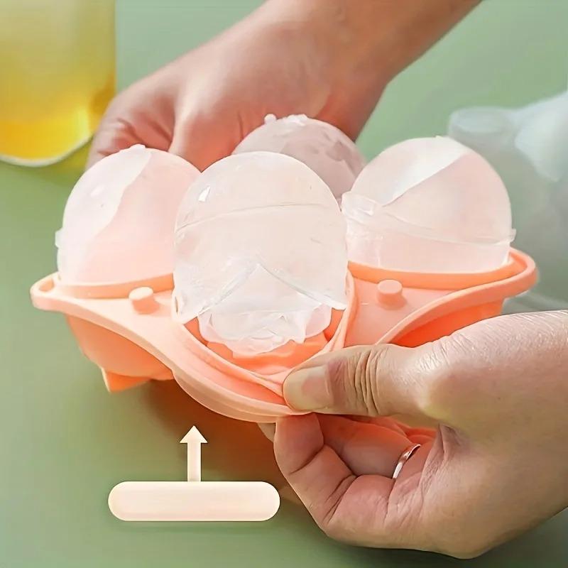 3D Rose Flower Silicone Ice Cube Tray Mold With Lid, Ice Ball Maker Mould, Kitchen Gadget For Whiskey Cocktails Juice Drinks