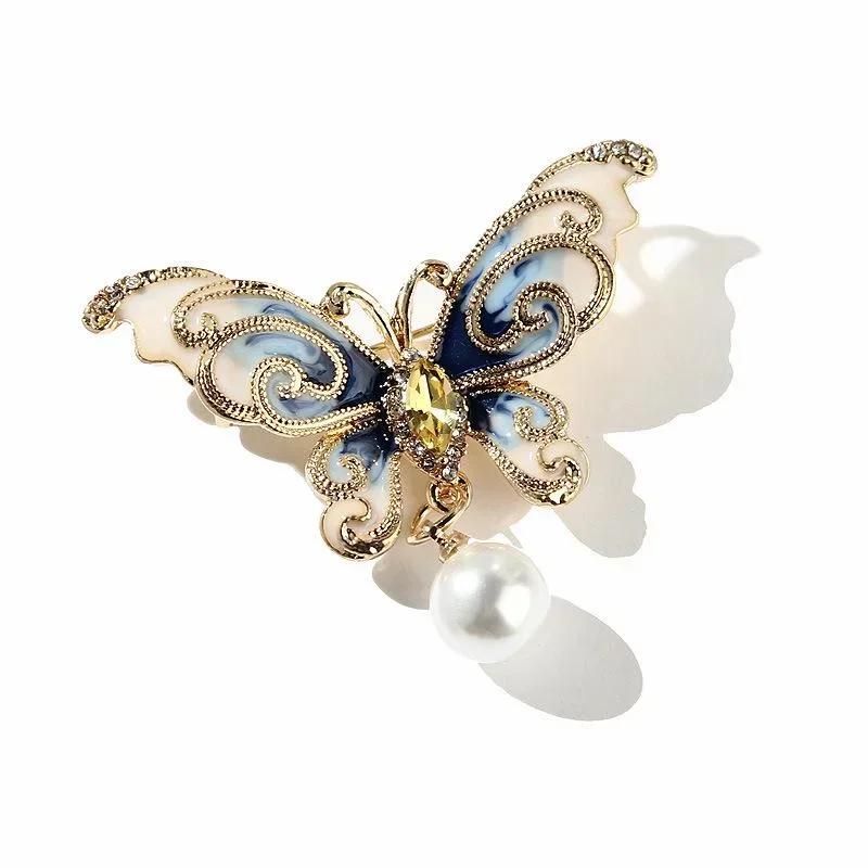 Korean Version of Fashionable Minimalist Accessories Drip Oil Enamel Alloy Cloud Patterned Butterfly Brooch Accessories