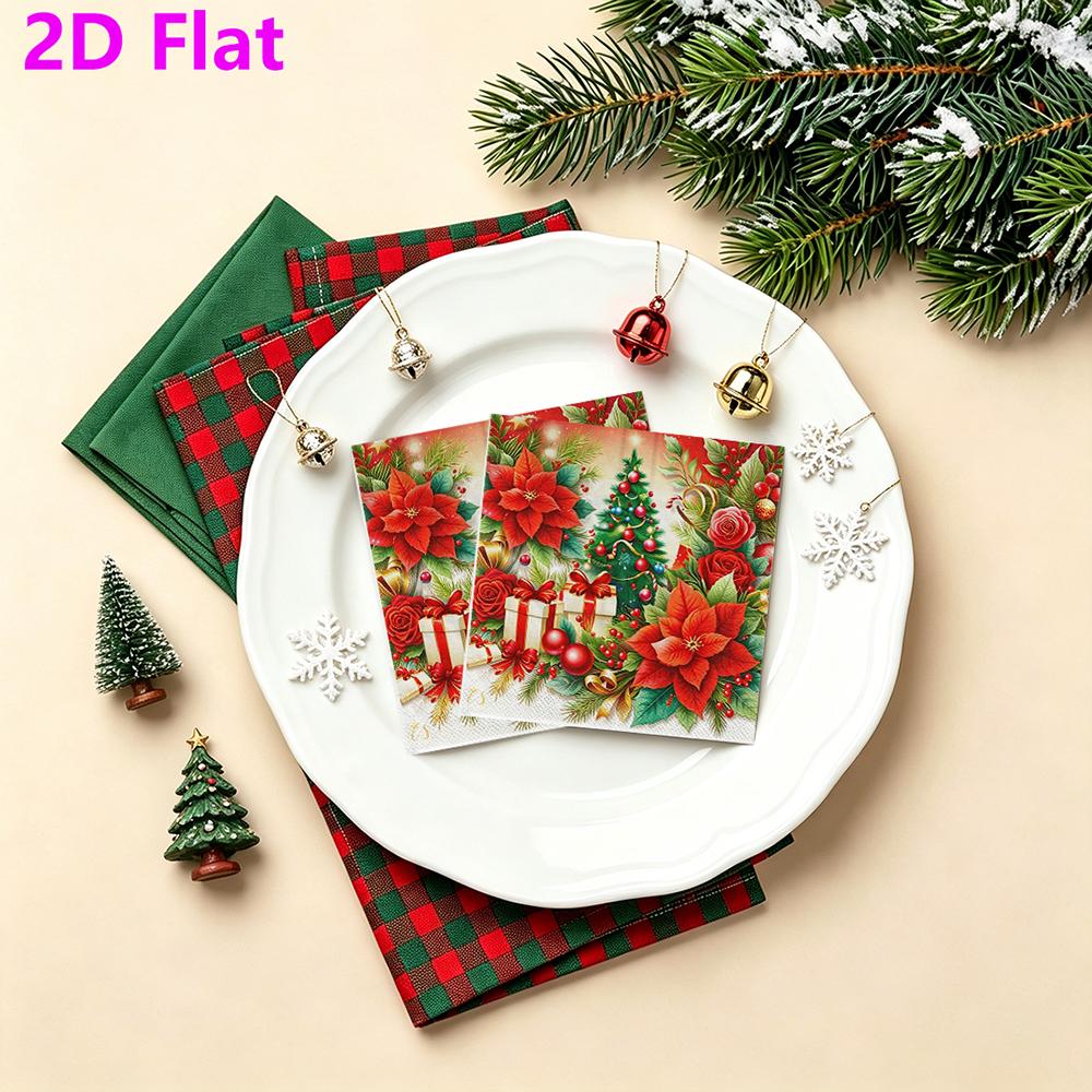 20pcs Disposable Napkins with Santa Claus, Christmas Tree Print for Wedding,Parties,and Daily Use for Thanksgiving Fall Christmas Table Decoration