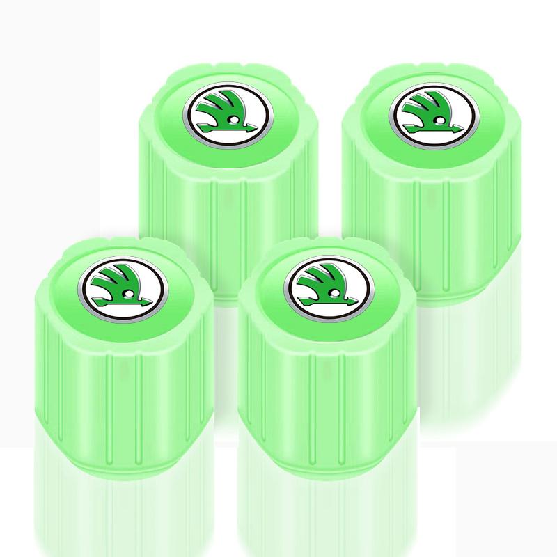 Leuchtende Auto-Reifenventilkappen Fluoreszierende Motorrad-Radreifen Für Skoda Octavia Superb Rapid Kodiaq Karoq Fabia Kamiq Roomster Citigo