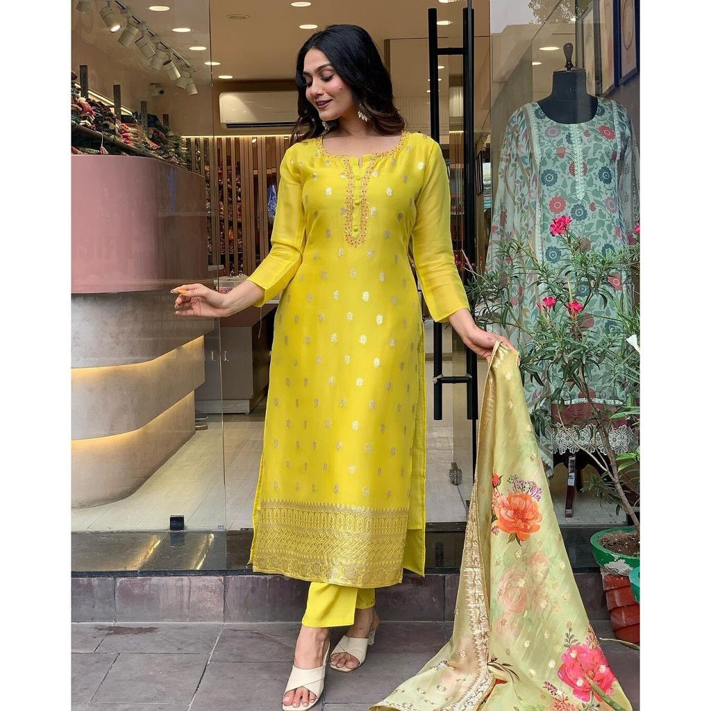 Indian Pakistani Designer Kurti Set Women Bollywood Party Wear Kurta Pant Set VNA-2314