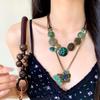 Rhinestone Twin Butterfly Pendant Necklace: Vintage Ethnic Style, Trendy Clavicle Chain for Women