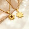 Fashion Sun Pendant Necklace for Women, Round Natural Tiger Eye Stone Stainless Steel Necklace, Exquisite Luxury Jewelry Gifts