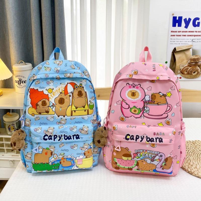 Fashion Kawaii Capybara College Backpack Large Capacity Breathable Girl Book Bag Cute Cartoon Student Schoolbag Women Mochilas