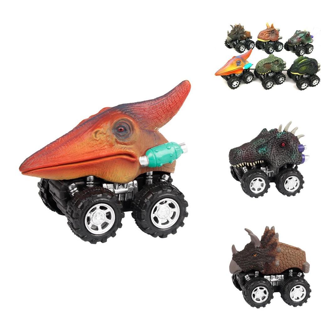 Set Of 6 Dinosaur Model Boomerang Cars Vibrant Mini Toy Gift For Kids
