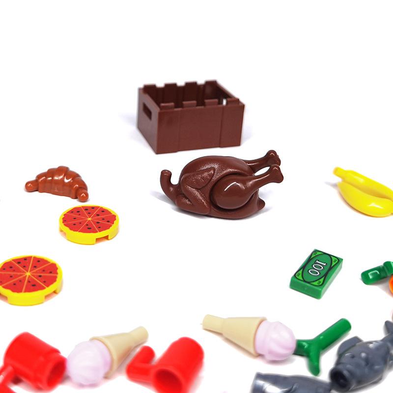 Small Particles Building Block Compatible Patchwork Food Assembly Bread Dessert Garden Street Scene