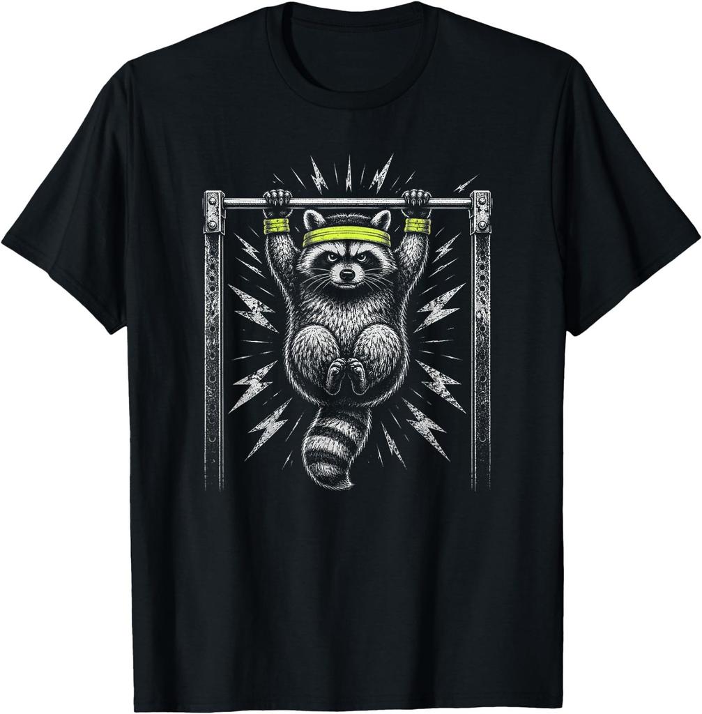 Funny Raccoon Pull Up Bar Calisthenics Fitness Workout T-Shirt
