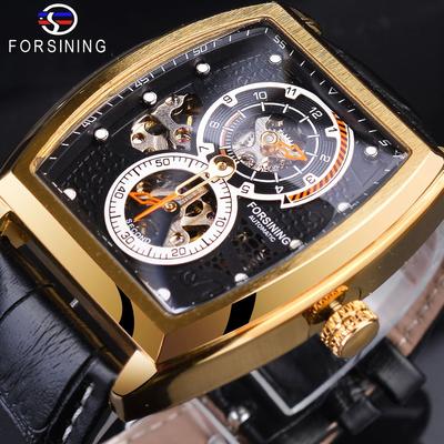 Orologio meccanico automatico quadrato vuoto alla moda da uomo Orologio meccanico automatico GMT1209-2-W