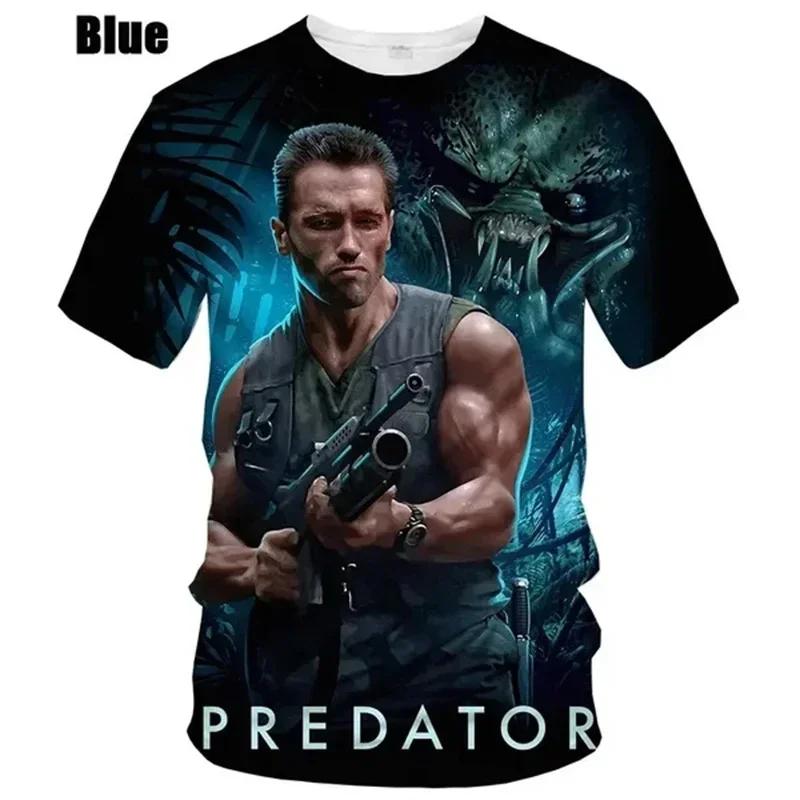 Predator 3d Graphic T-shirt Men's Summer Horror Movie Cool Print T Shirt Fashion Casual Neutral Alien Short Sleeved Harajuku Top