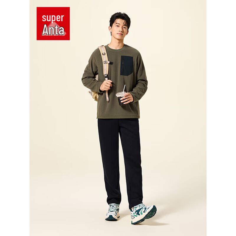 

ANTA Men s Fleece-Lined Adjustable Hem Crewneck Sweatshirt L