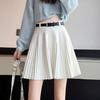 Women's Petite High Waist Knitted A-line Pleated Umbrella Skirt for Autumn and Winter
